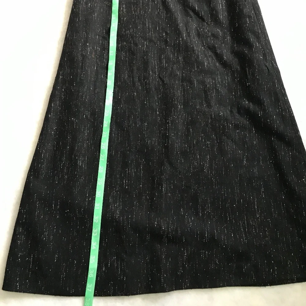 JCrew wool blend long pencil fit Black/Silver skirt w: pockets Size 2 Warm Chic